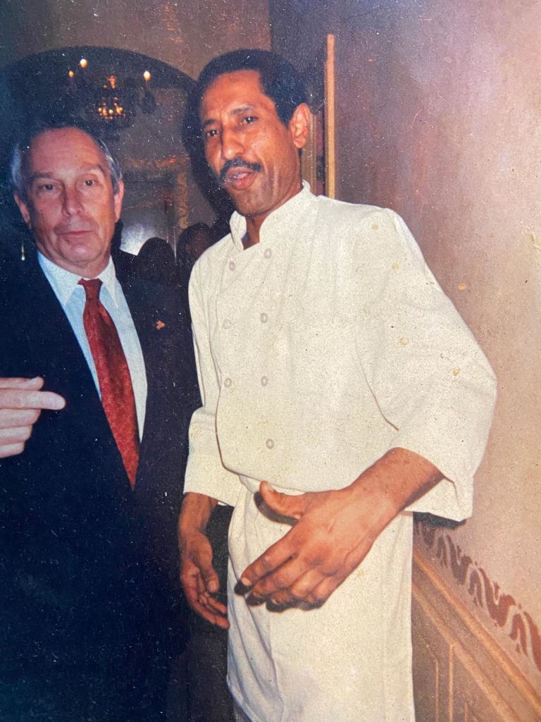 My dad with Mayor Bloomberg in his chef outfit